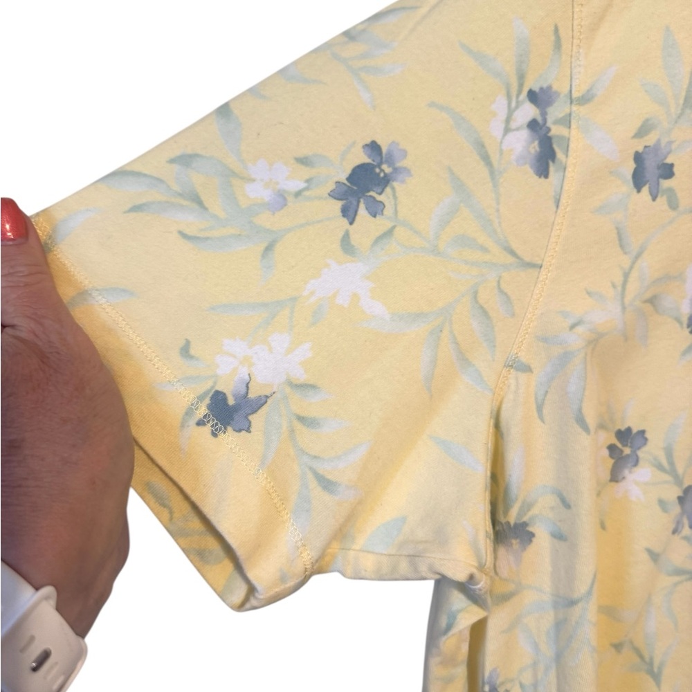 ❤️Liz Claiborne Woman  Pastel Yellow/Blue Floral Top PLUS: 1X     #w - Picture 4 of 8